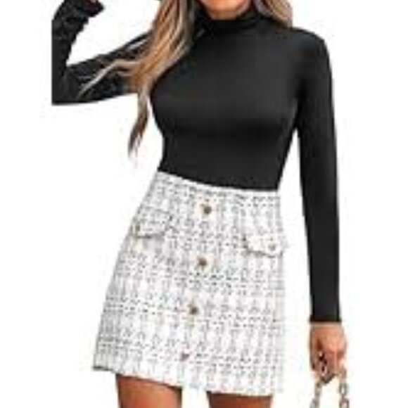 Cupshe Dresses & Skirts - CUPSHE WOVEN WHITE AND BLACK PLAID MINI SKIRT SIZE LARGE NWT